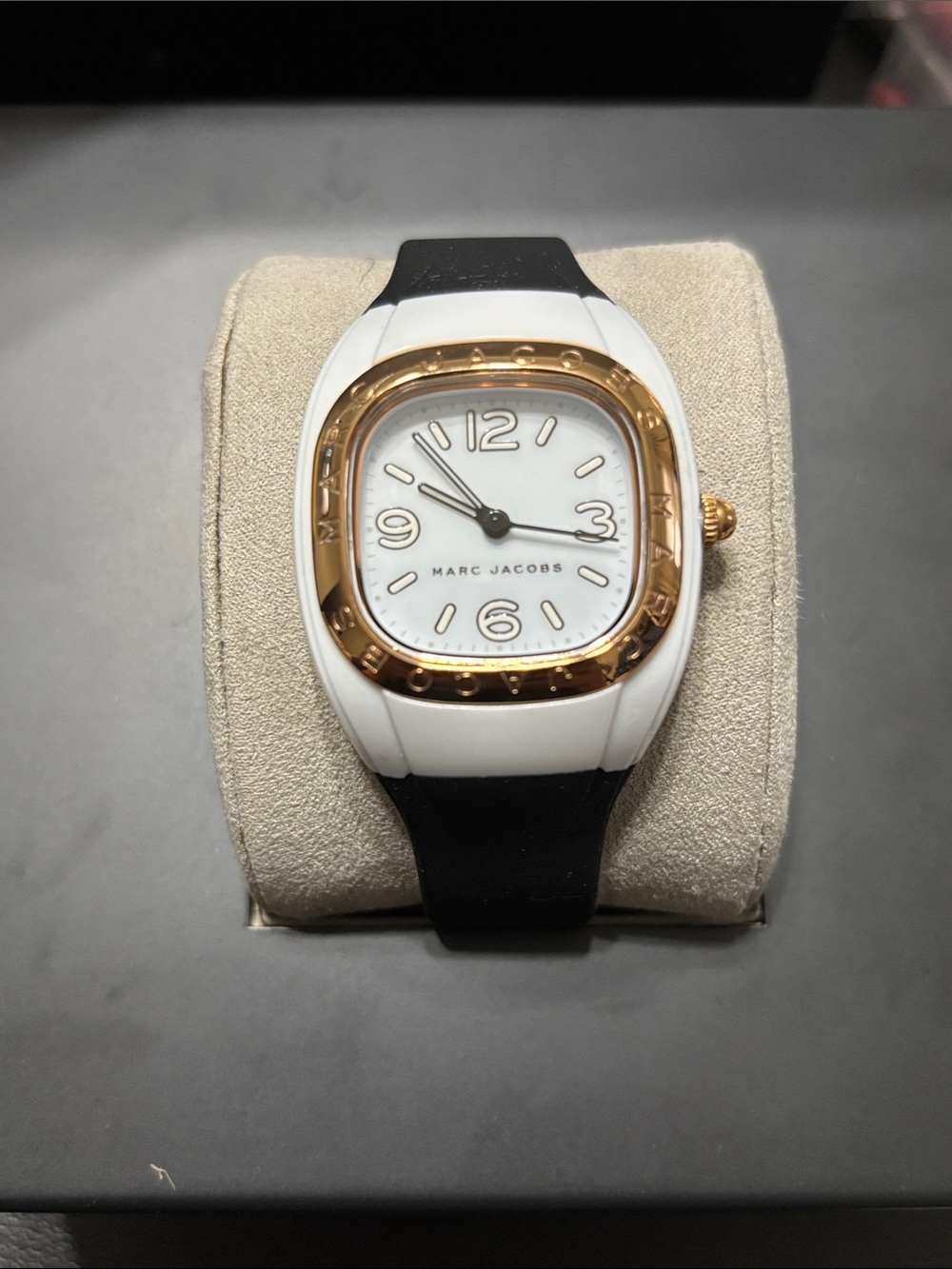 Marc Jacobs White, Black & Gold Rounded-Square Sport Watch